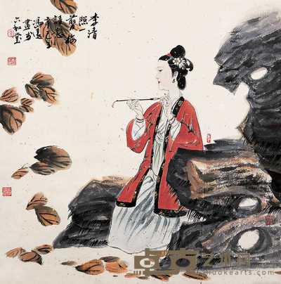 冯远 辛巳(2001年) 李清照诗意 立轴 68×68cm